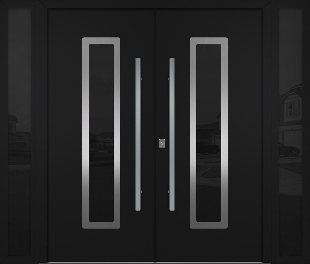 Nova Inox S1 Black Modern Exterior Double Door w Double Sidelight Right-in