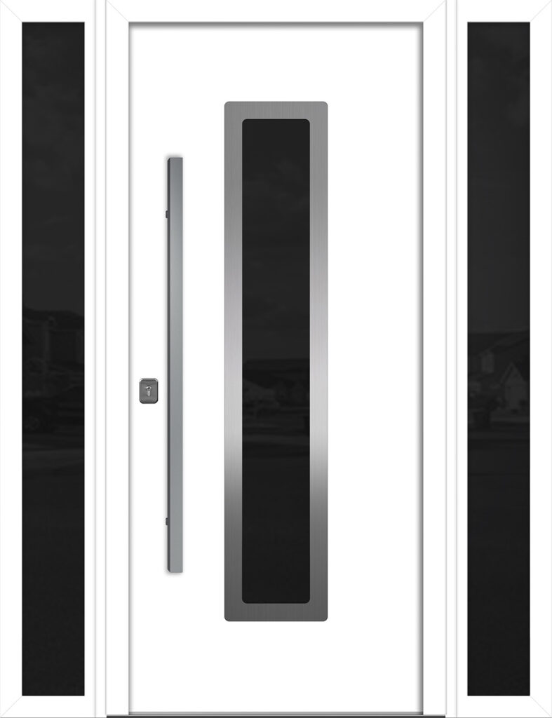 Nova Inox S1 White Modern Exterior Door w Double Sidelight Right-in