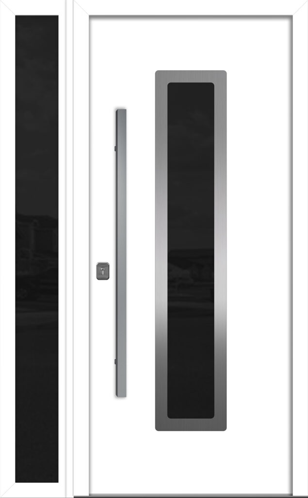 Nova Inox S1 White Modern Exterior Door w Left Sidelight Right-in