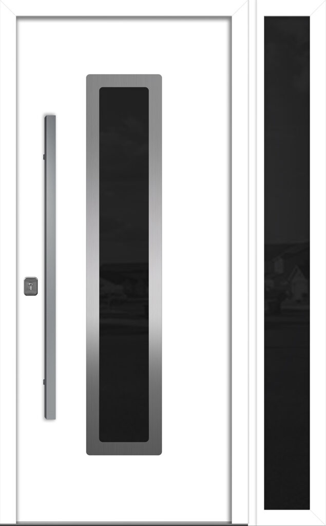 Nova Inox S1 White Modern Exterior Door w Right Sidelight Right-in