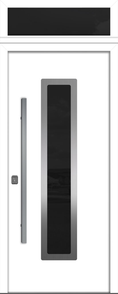 Nova Inox S1 White Modern Exterior Door w Transom Right-in