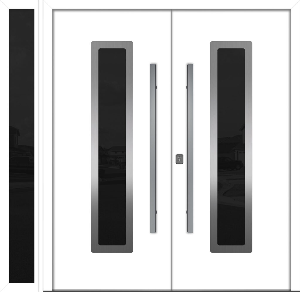 Nova Inox S1 White Modern Exterior Double Door w Right Sidelight Right-in