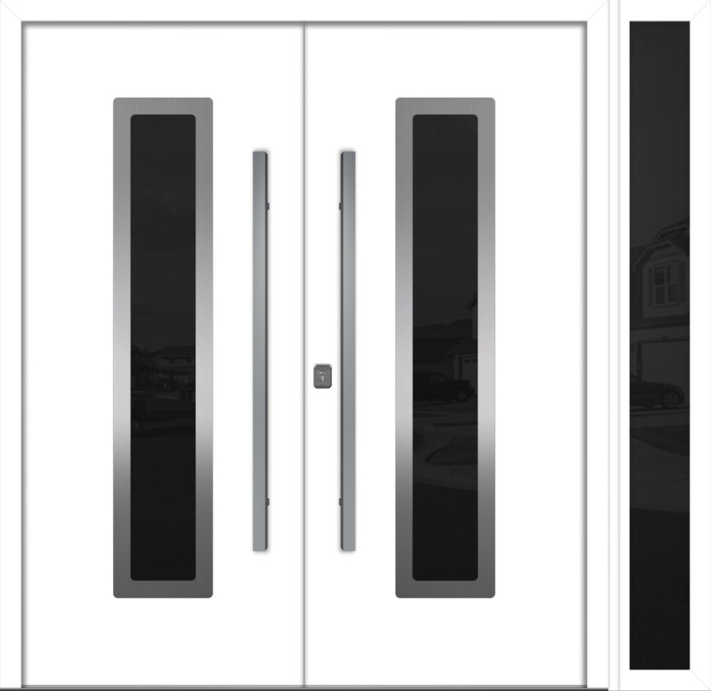 Nova Inox S1 White Modern Exterior Double Door w Left Sidelight Right-in