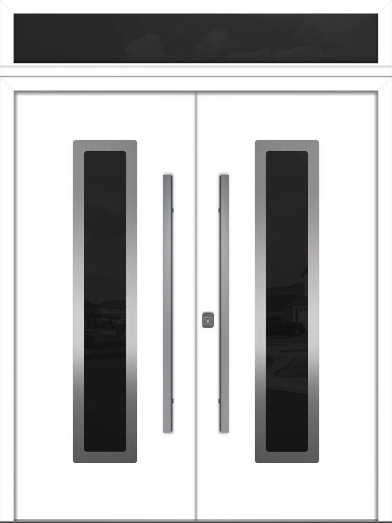 Nova Inox S1 White Modern Exterior Double Door w Transom Right-in
