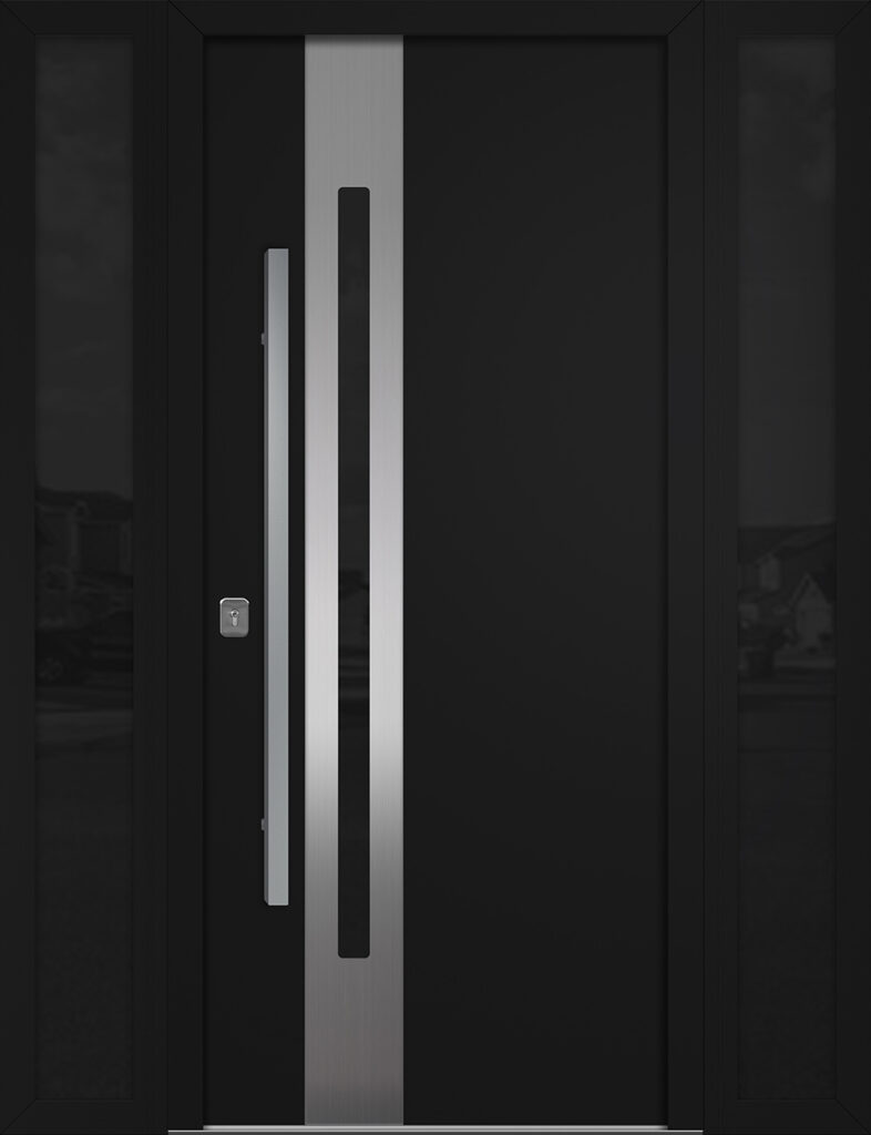 Nova Inox S2 Black Modern Exterior Door w Double Sidelight Right-in