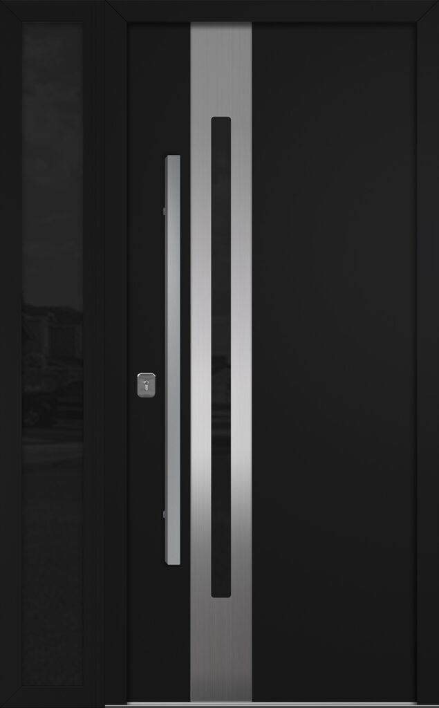 Nova Inox S2 Black Modern Exterior Door w Left Sidelight Right-in