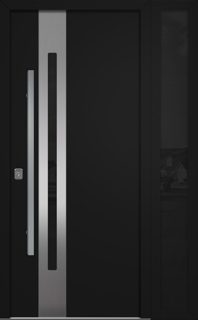 Nova Inox S2 Black Modern Exterior Door w Right Sidelight Right-in