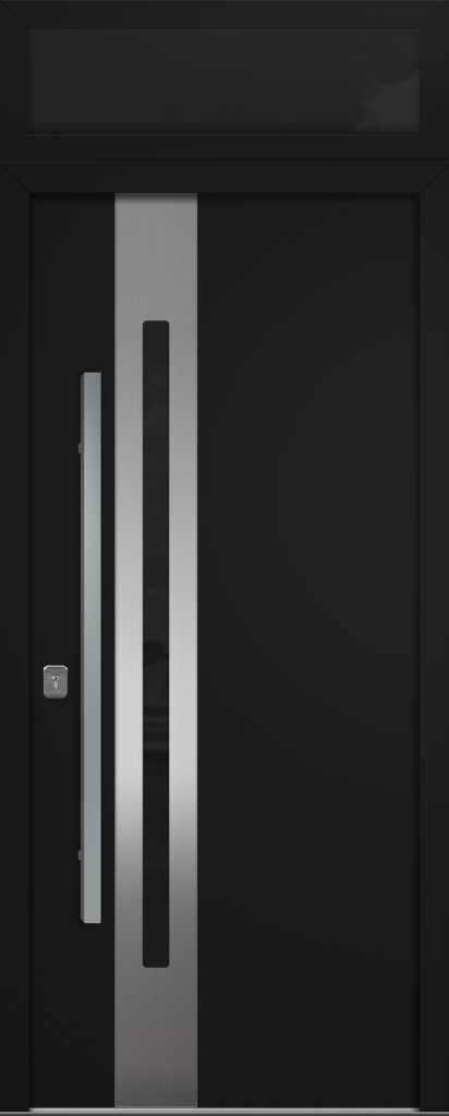 Nova Inox S2 Black Modern Exterior Door w Transom Right-in
