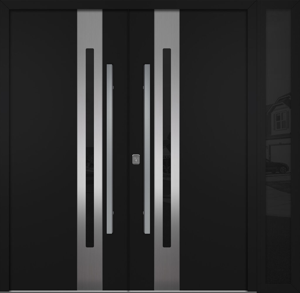 Nova Inox S2 Black Modern Exterior Double Door w Right Sidelight Right-in