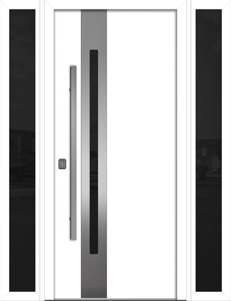 Nova Inox S2 White Modern Exterior Door w Double Sidelight Right-in