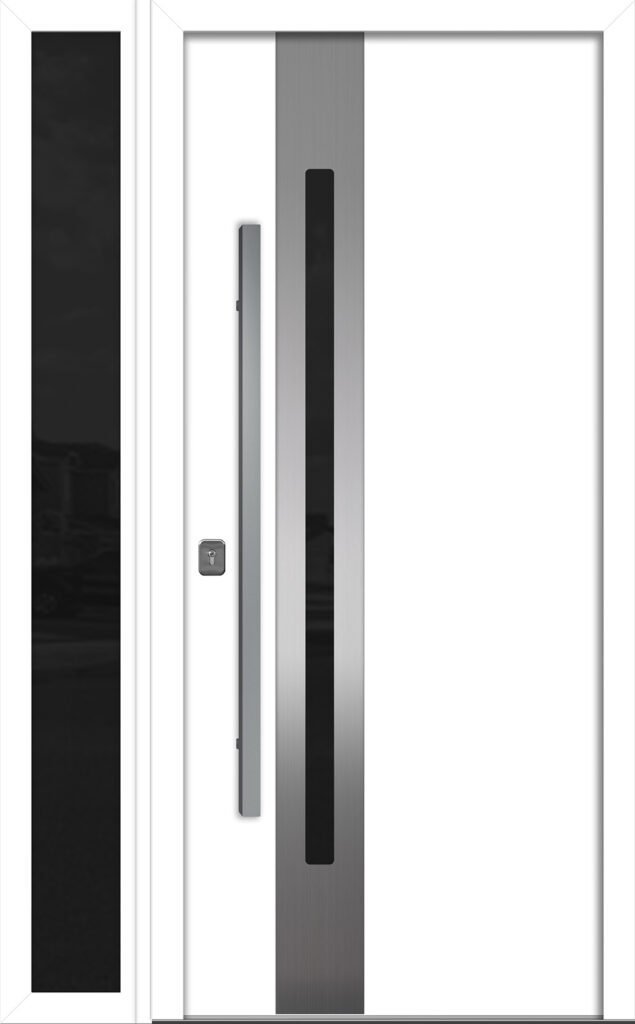 Nova Inox S2 White Modern Exterior Door w Left Sidelight Right-in