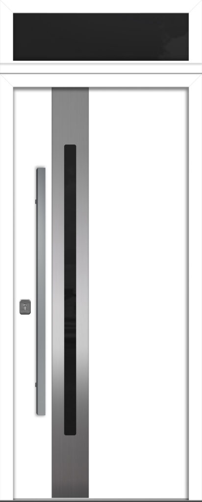 Nova Inox S2 White Modern Exterior Door w Transom Right-in