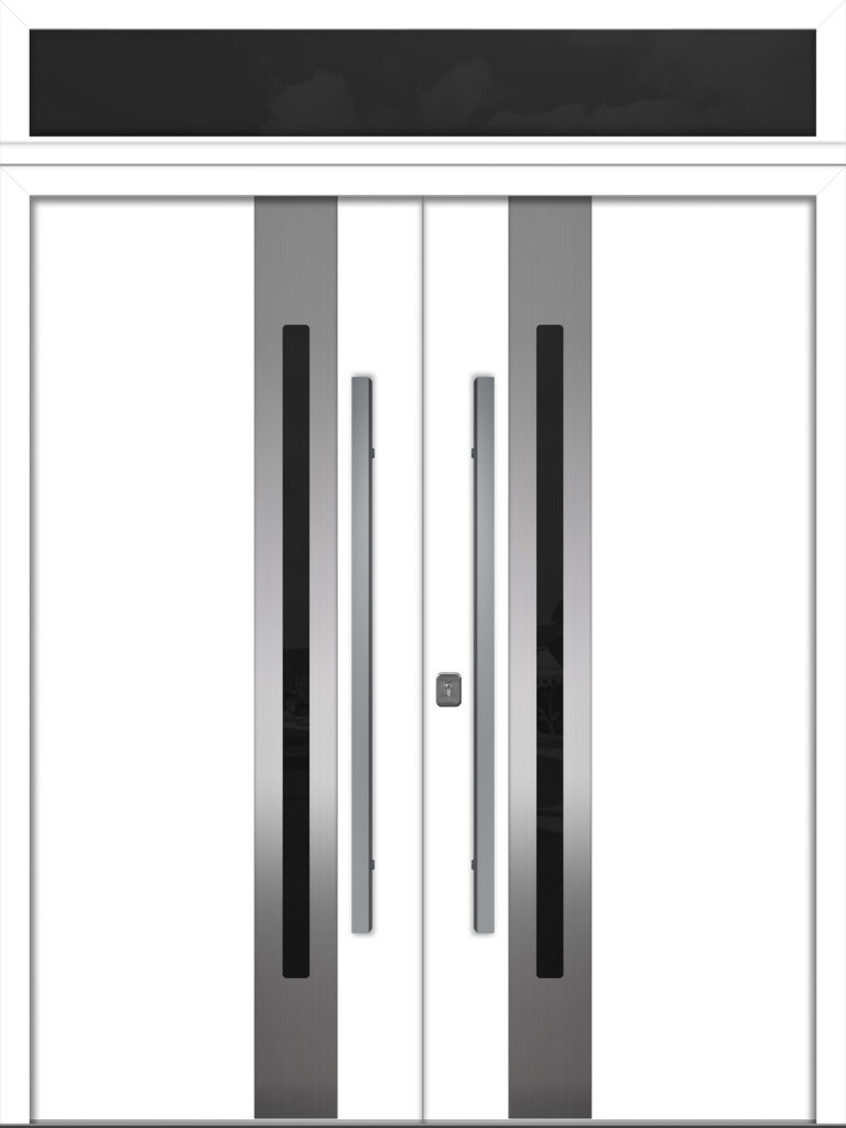 Nova Inox S2 White Modern Exterior Double Door w Transom Right-in