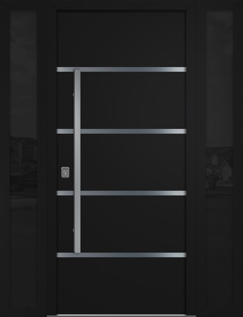 Nova Inox S3 Black Modern Exterior Door w Double Sidelight Right-in