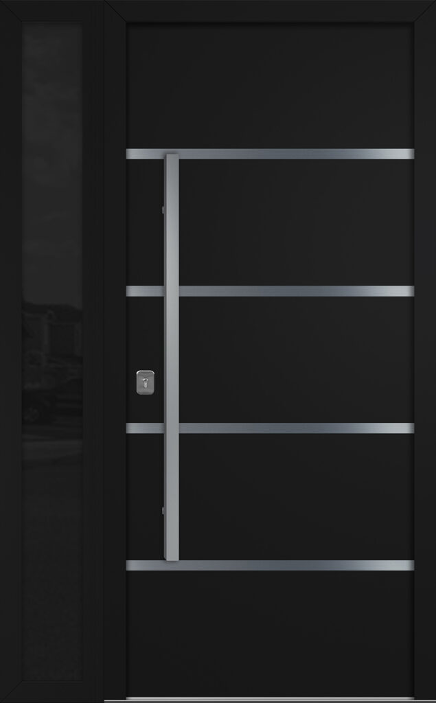Nova Inox S3 Black Modern Exterior Door w Left Sidelight Right-in
