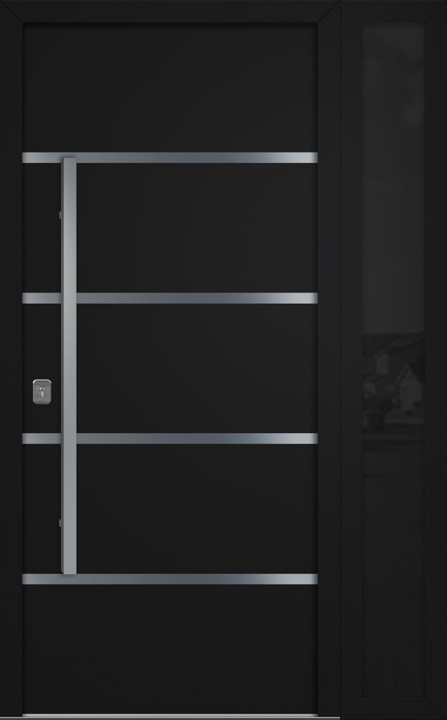 Nova Inox S3 Black Modern Exterior Door w Right Sidelight Right-in