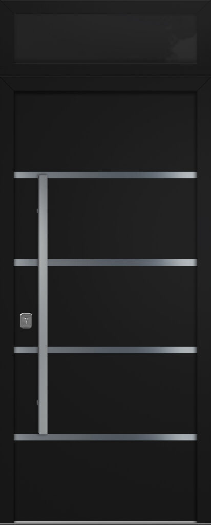 Nova Inox S3 Black Modern Exterior Door w Transom Right-in