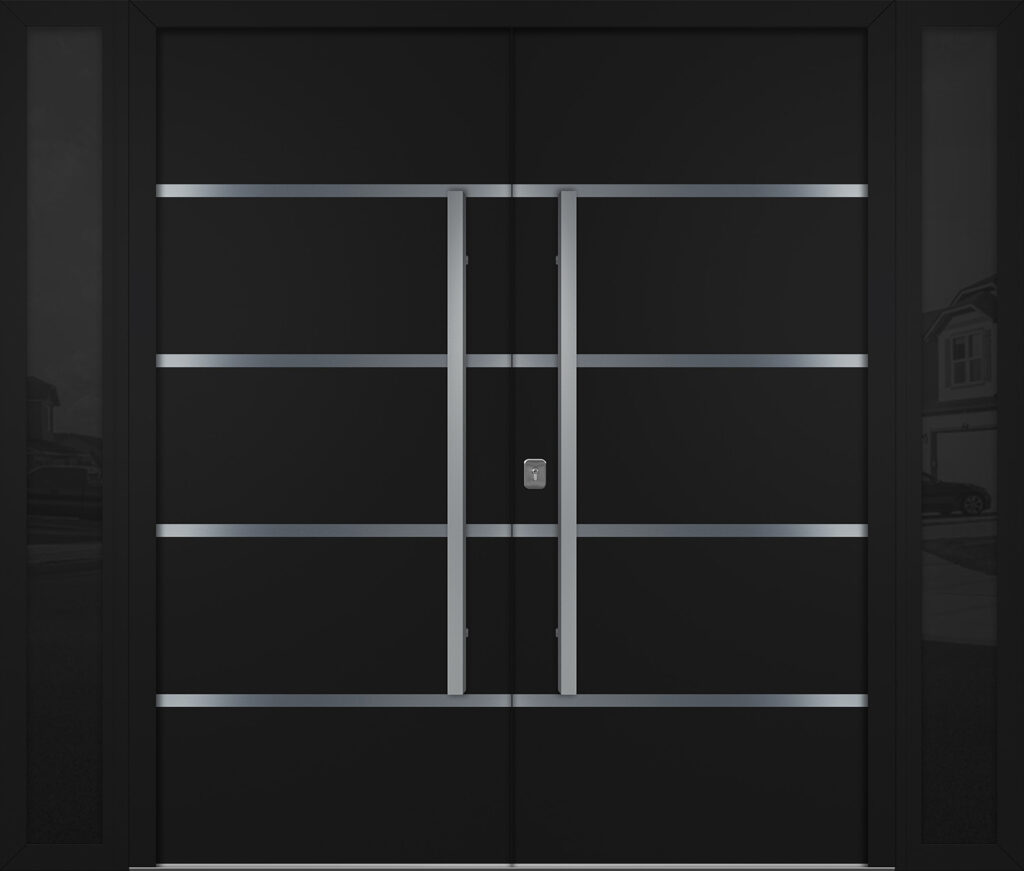 Nova Inox S3 Black Modern Exterior Double Door w Double Sidelight Right-in