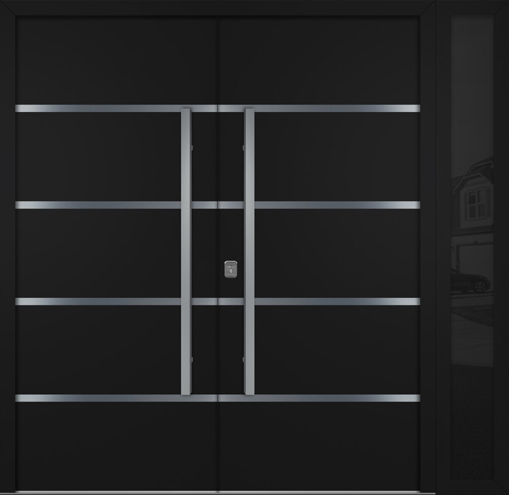 Nova Inox S3 Black Modern Exterior Double Door w Right Sidelight Right-in