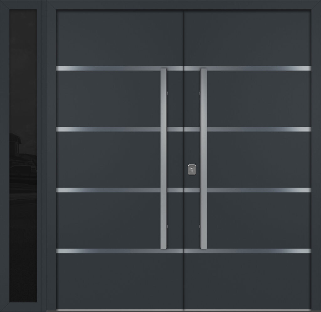 Nova Inox S3 Gray Modern Exterior Double Door w Left Sidelight Right-in