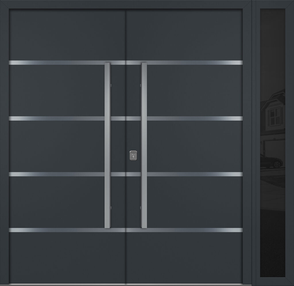 Nova Inox S3 Gray Modern Exterior Double Door w Right Sidelight Right-in