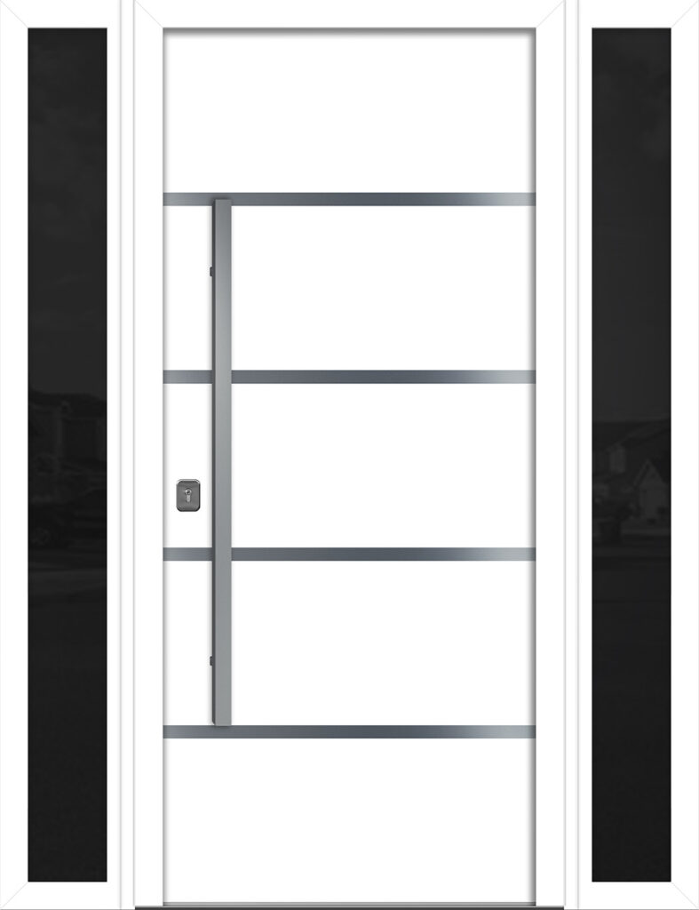 Nova Inox S3 White Modern Exterior Door w Double Sidelight Right-in