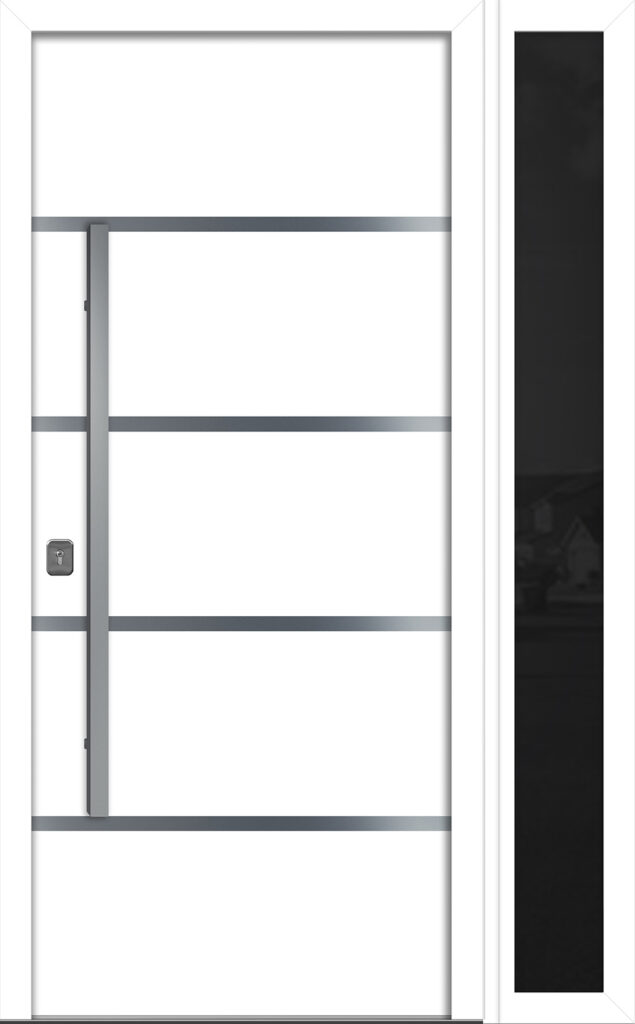Nova Inox S3 White Modern Exterior Door w Right Sidelight Right-in