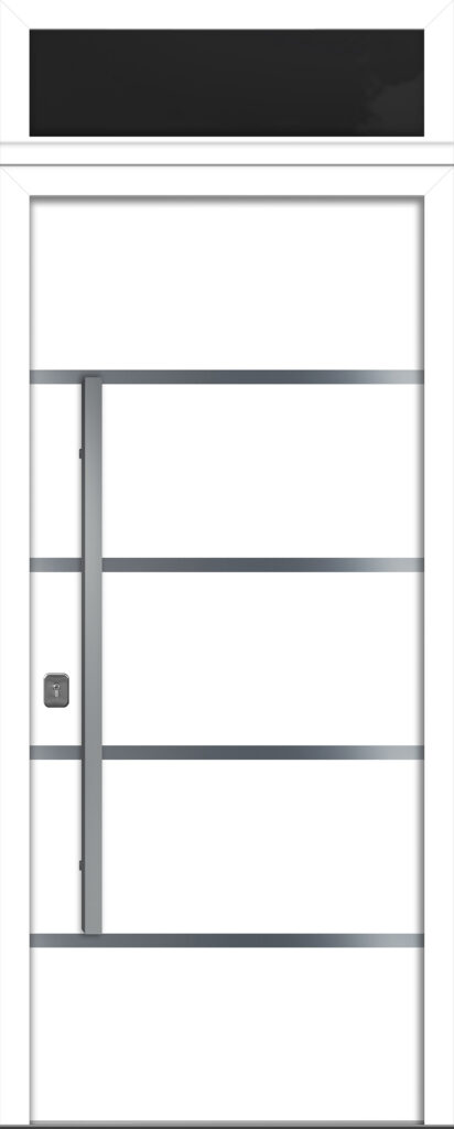 Nova Inox S3 White Modern Exterior Door w Transom Right-in