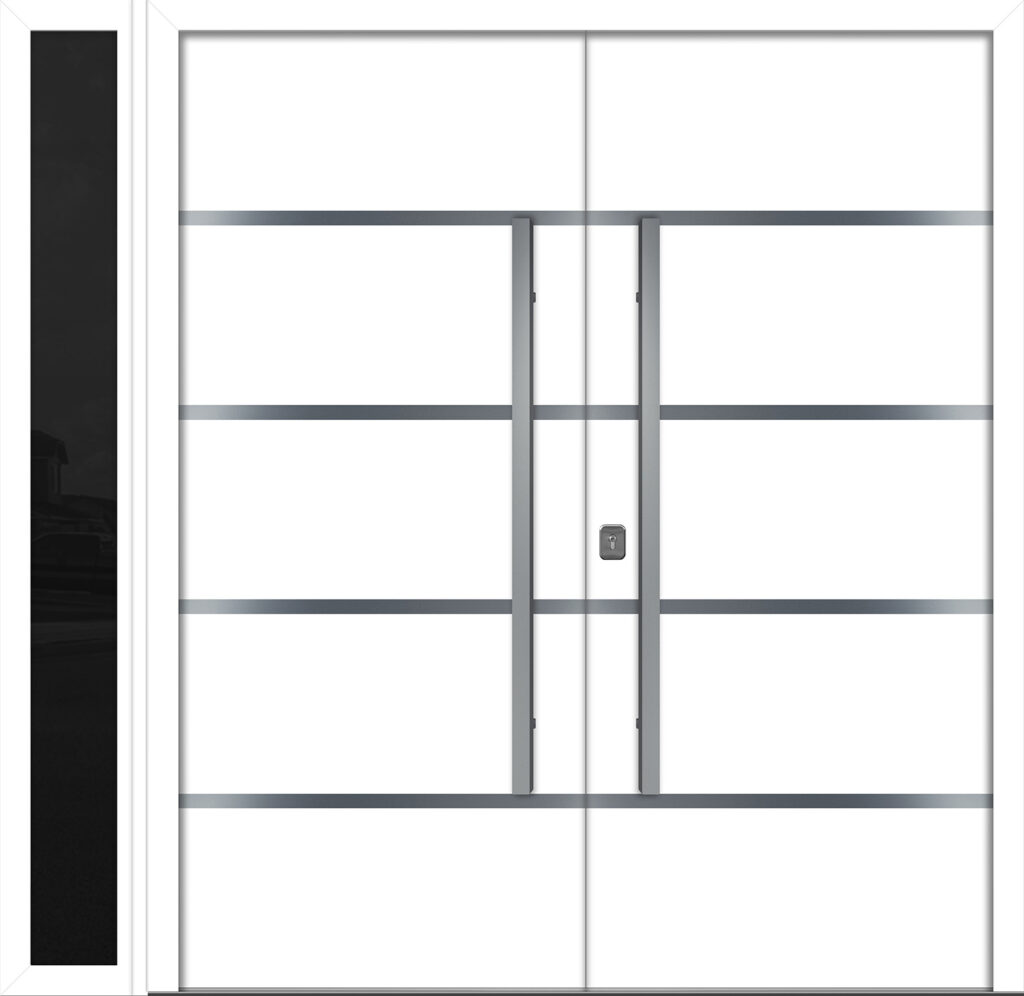 Nova Inox S3 White Modern Exterior Double Door w Left Sidelight Right-in