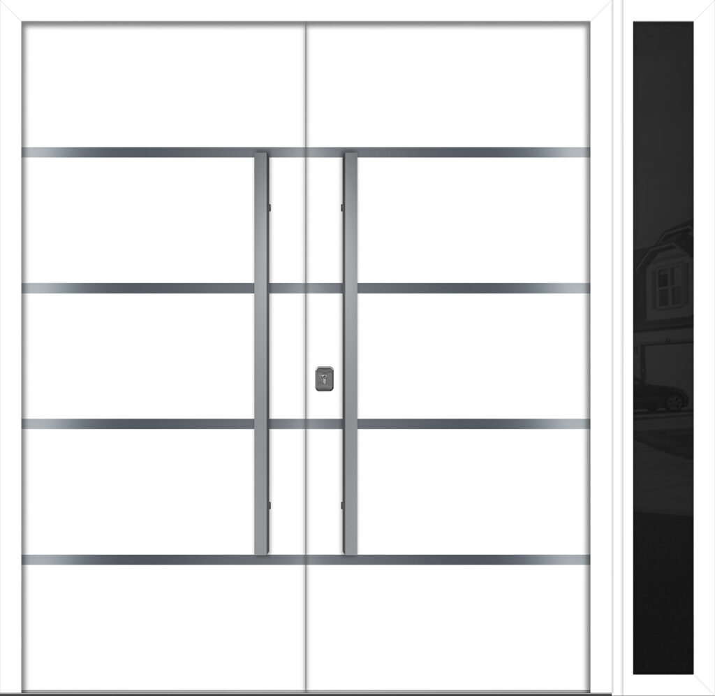 Nova Inox S3 White Modern Exterior Double Door w Right Sidelight Right-in