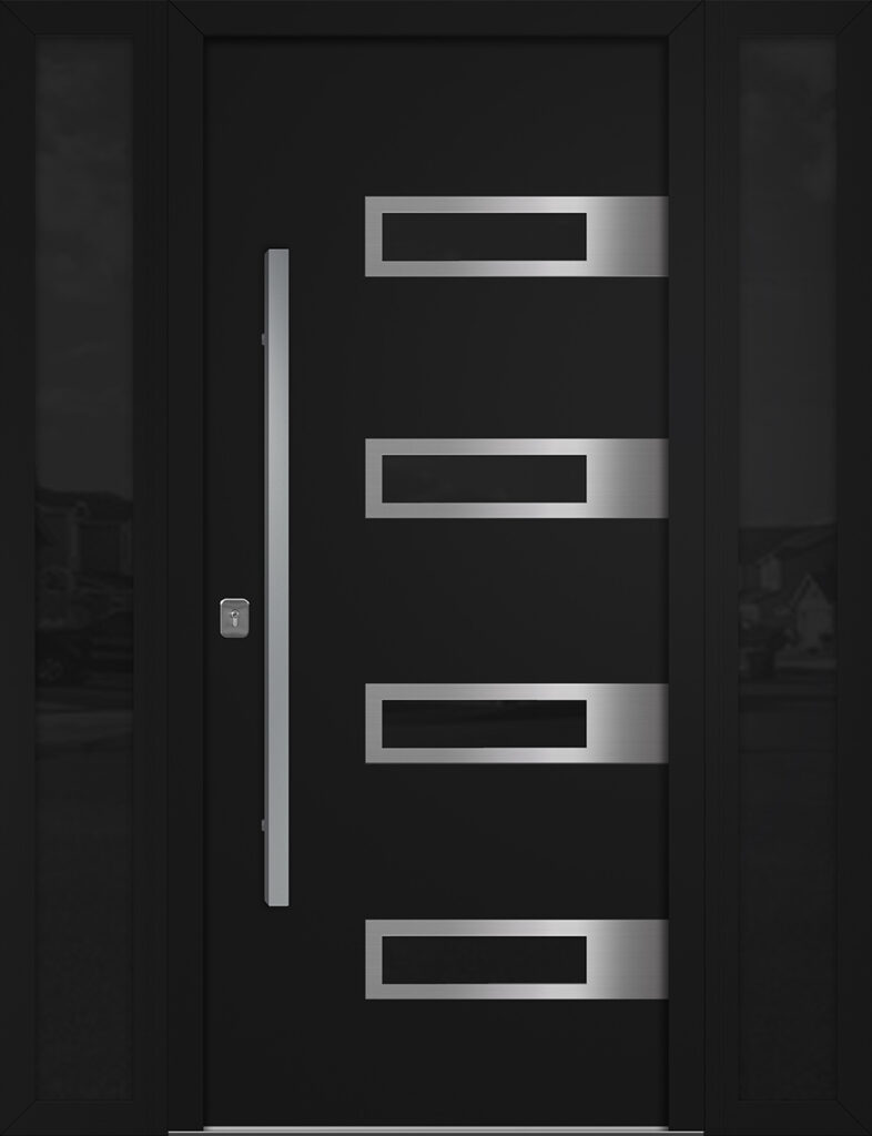 Nova Inox S4 Black Modern Exterior Door w Double Sidelight Right-in