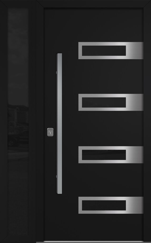 Nova Inox S4 Black Modern Exterior Door w Left Sidelight Right-in
