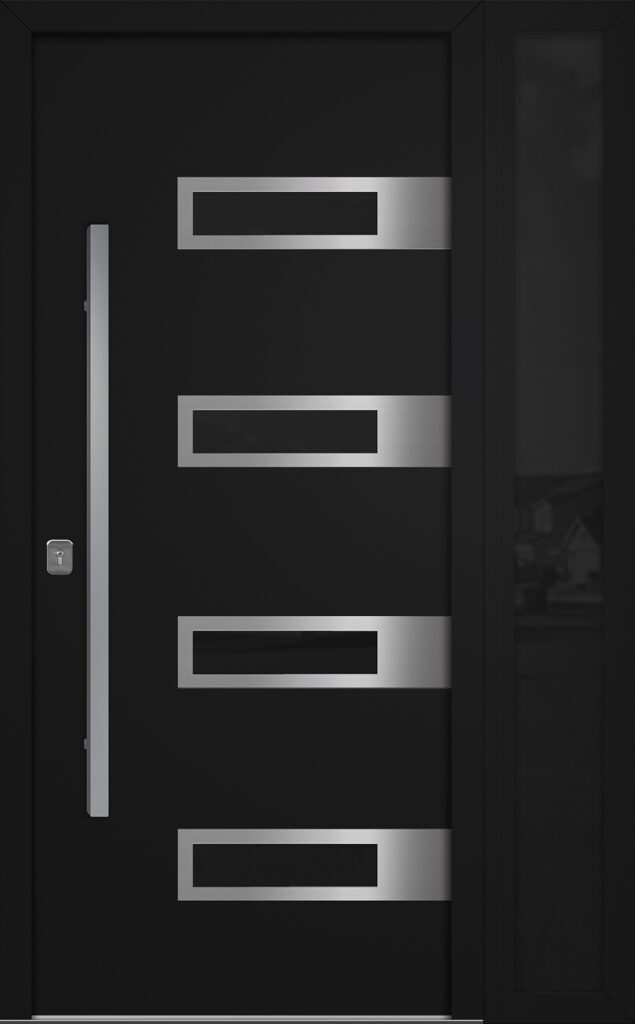Nova Inox S4 Black Modern Exterior Door w Right Sidelight Right-in