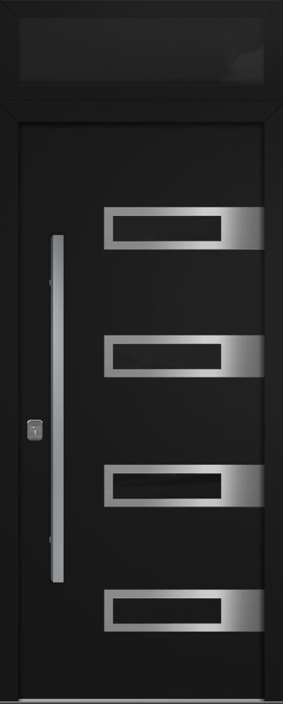 Nova Inox S4 Black Modern Exterior Door w Transom Right-in