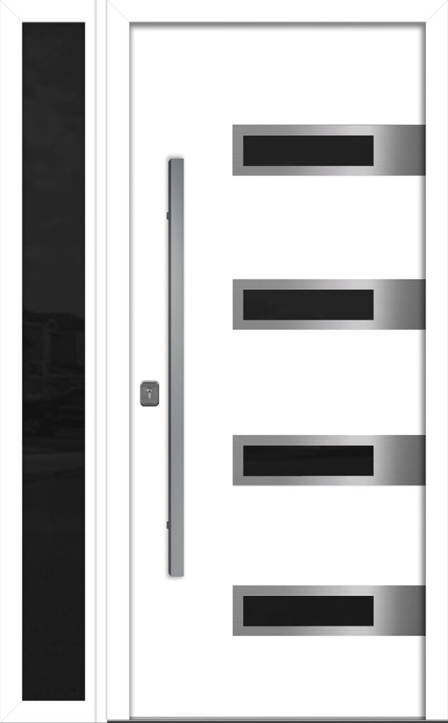 Nova Inox S4 White Modern Exterior Door w Left Sidelight Right-in