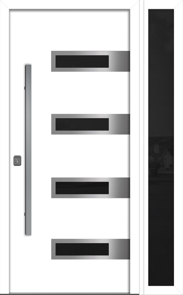 Nova Inox S4 White Modern Exterior Door w Right Sidelight Right-in
