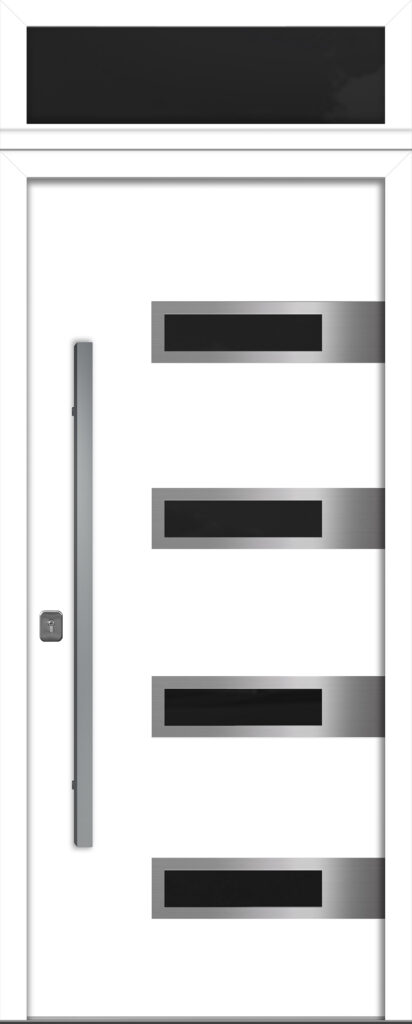 Nova Inox S4 White Modern Exterior Door w Transom Right-in