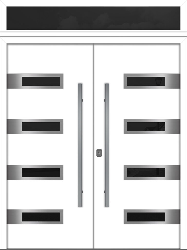 Nova Inox S4 White Modern Exterior Double Door w Transom Right-in