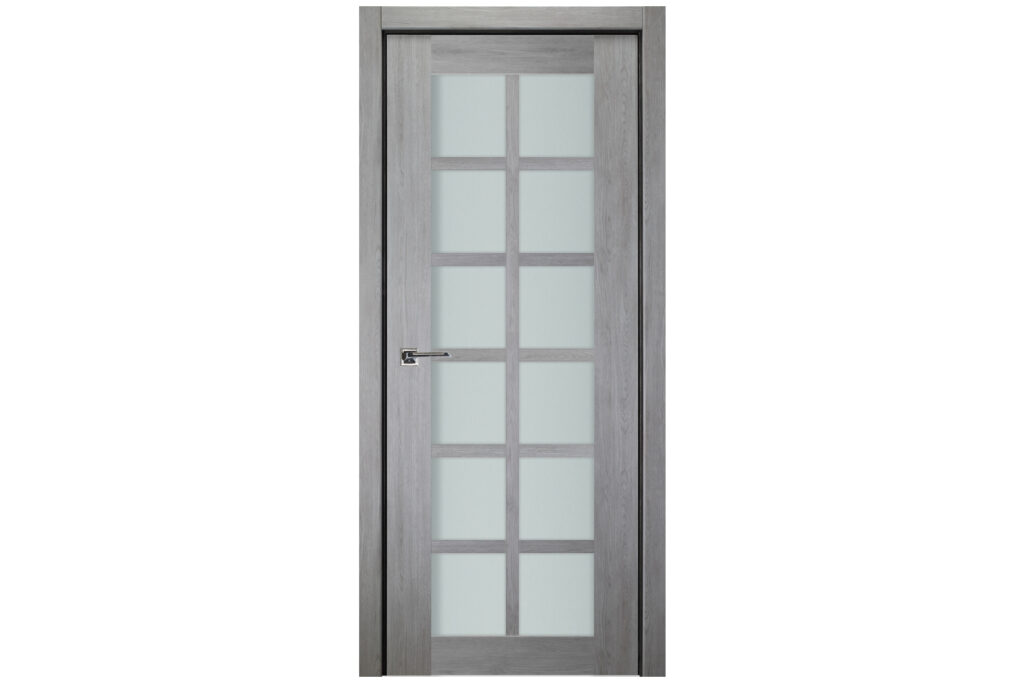 Italia 12-Lite French Interior Door Light Gray Single Door