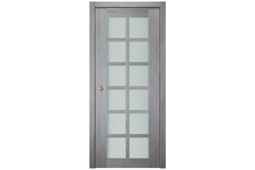 Italia 12-Lite French Interior Door Light Gray Single Pocket
