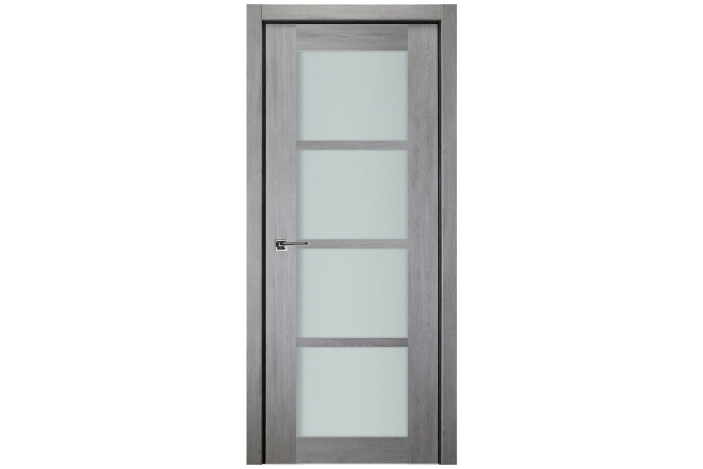 Italia 4-Lite French Interior Door Light Gray Single Door