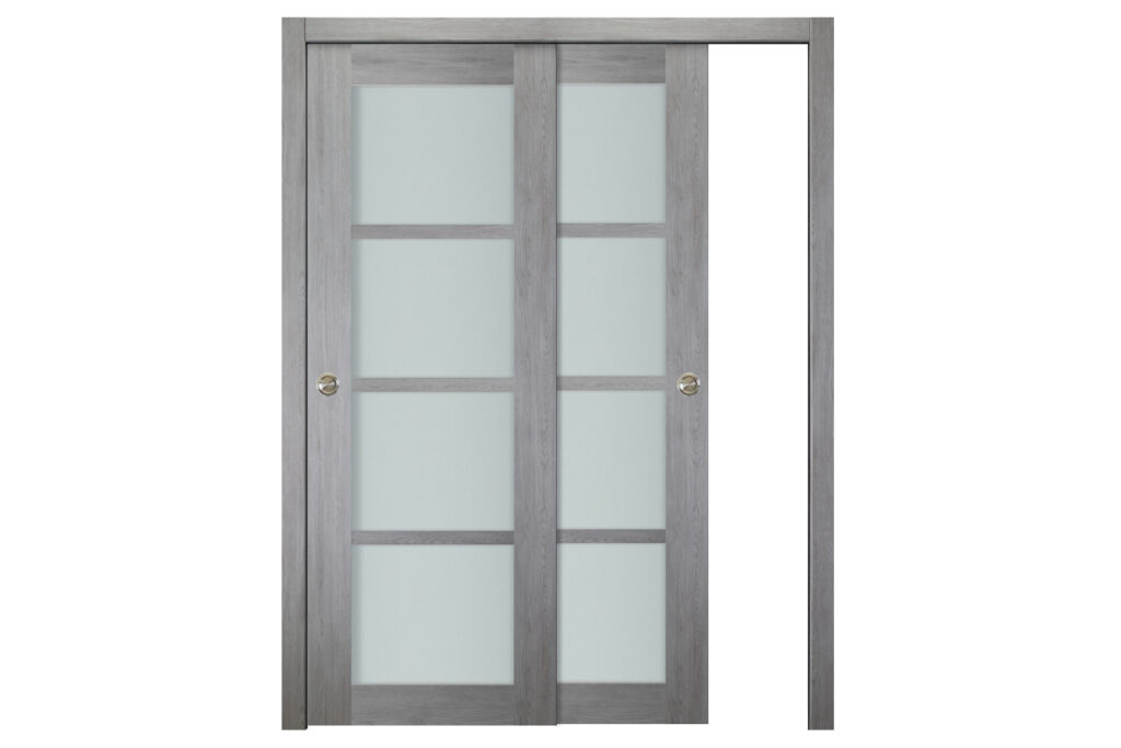 Italia 4-Lite French Interior Door Light Gray Bypass Door