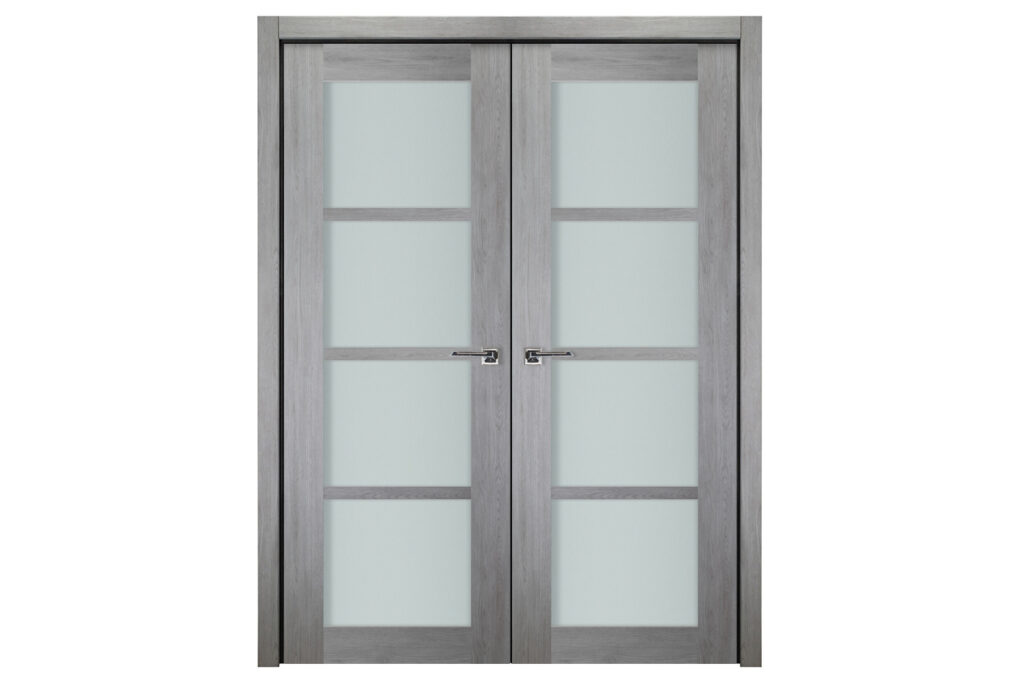 Italia 4-Lite French Interior Door Light Gray Double Door