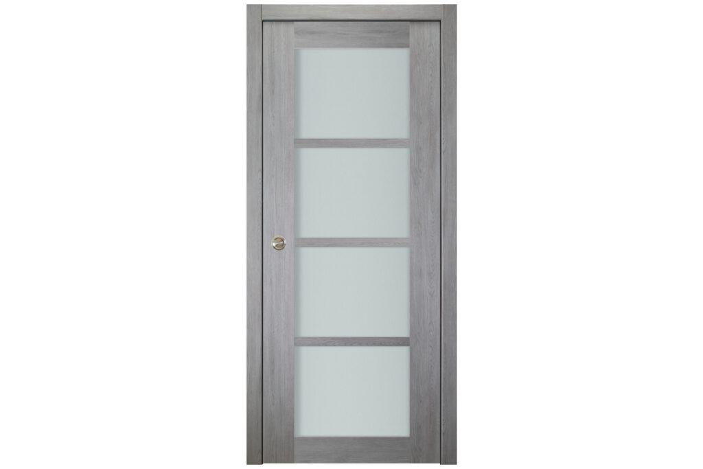 Italia 4-Lite French Interior Door Light Gray Single Pocket