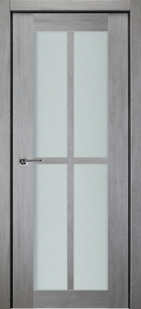 Nova Italia Light Gray 4-Lite Vertical Laminated French Door