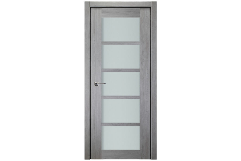 Italia 5-Lite French Interior Door Light Gray Single Door