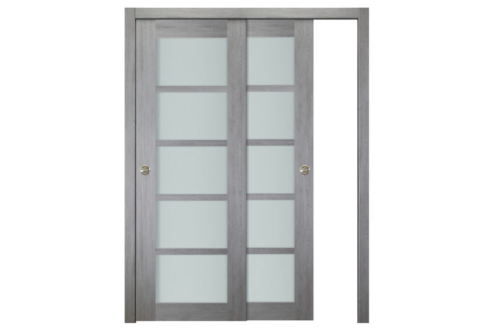 Italia 5-Lite French Interior Door Light Gray Bypass Door