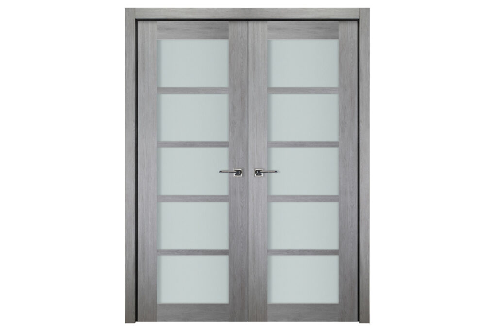 Italia 5-Lite French Interior Door Light Gray Double Door
