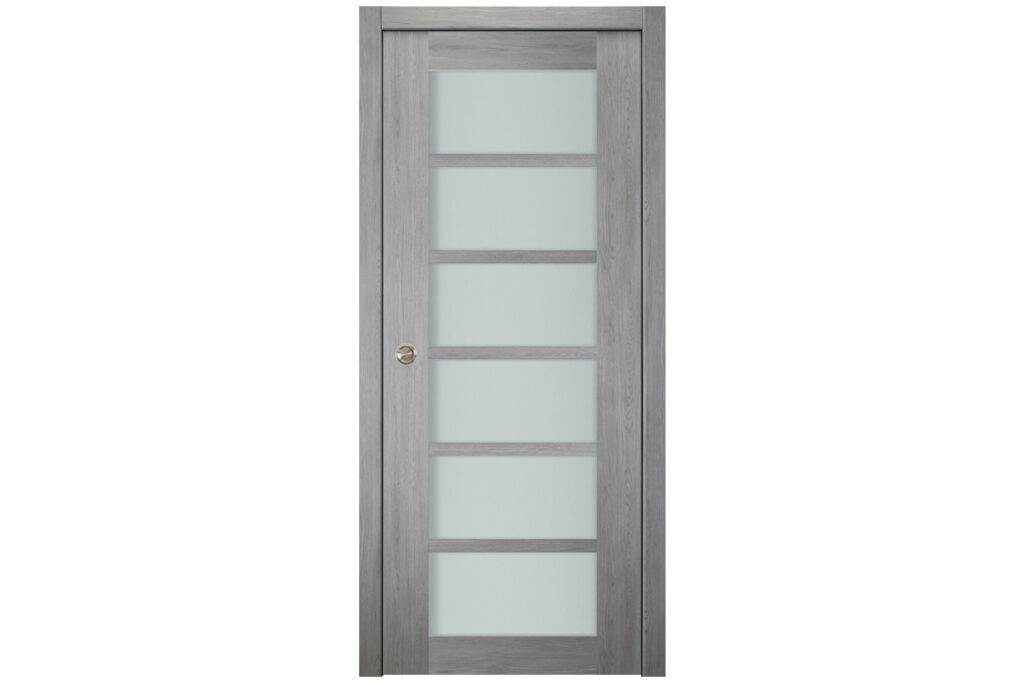 Italia 6-Lite French Interior Door Light Gray Single Pocket