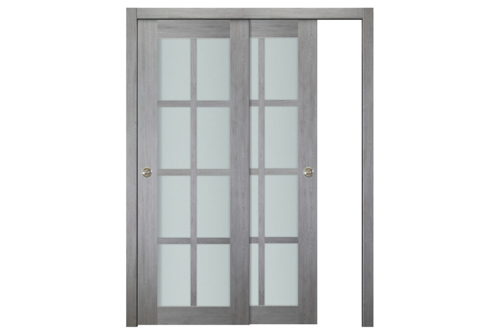 Italia 8-Lite French Interior Door Light Gray Bypass Door